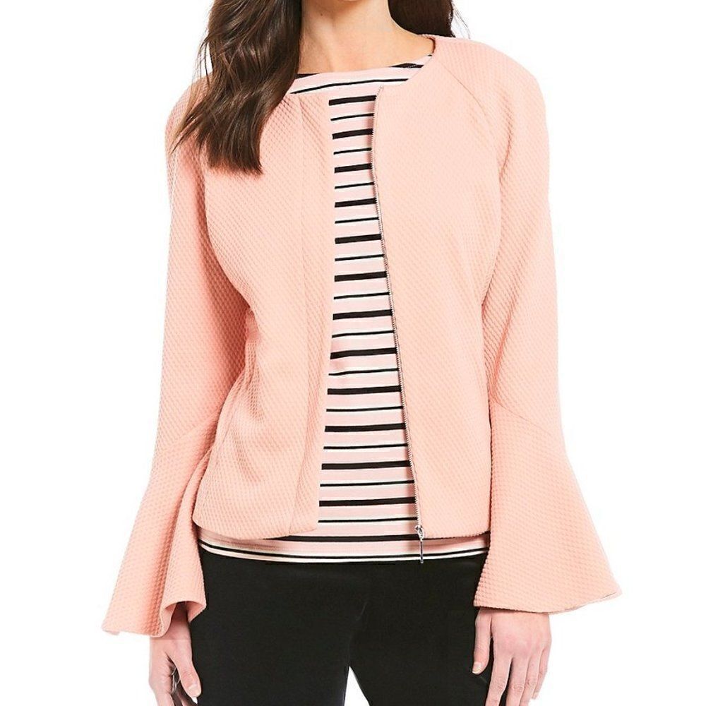 IMNYC Isaac Mizrahi Pink Knit Motorcycle Jacket